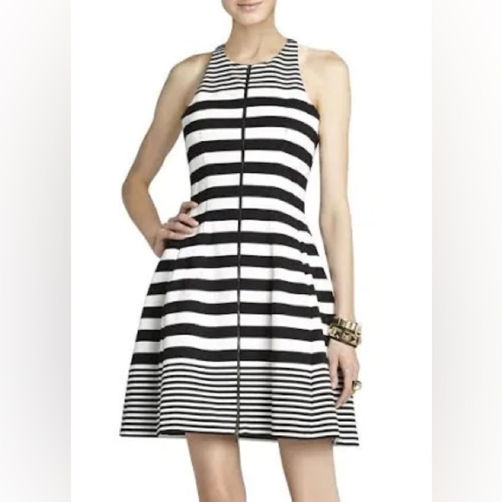 BCBGMAXAZRIA Womens Guilianna Black & White Striped Dress in Size Small